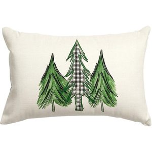 RABUSOFA 12x20 pouces hiver coussins couvre Buffalo Plaid noël décoratif taies d'oreiller vert ferme vacances noël - Product Image 3