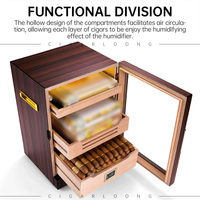 Humidor à cigares CIGARLOONG en bois de cèdre avec peinture piano, grande capacité, avec hygromètre et lumière LED