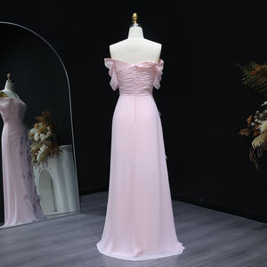 Sharon zei SF313 elegante roze satijnen ruches 3D bloemen schouderloze lange avondjurk bruiloft formele feestjurk gala gast - Product Image 6