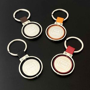 Porte-clés de luxe personnalisé en métal rotatif double face de forme irrégulière avec impression UV intégrale, idéal comme cadeau souvenir et support de clés par sublimation - Product Image 1