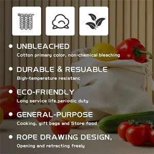 Khuyến mại hữu cơ nhỏ Muslin vải Dây Kéo Túi giá rẻ giá tái chế bông mua sắm túi - Product Image 5