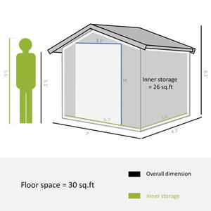 DB Steel Storage Shed 7 'X 4' Blanc pour outil de jardin Facilement assemblé Petit hangar en métal pour arrière-cour Bois/Résine/Plastique PVC HDPE - Product Image 2