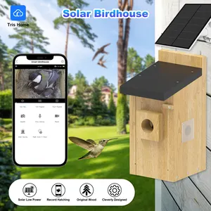 Offerta di fabbrica su misura in legno di uccello casa da cova con la macchina fotografica esterna ad energia solare Birdhouse fotocamera Feeder 2024 la vendita calda