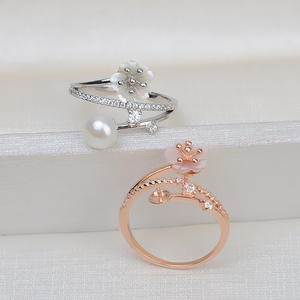 Anillo de Plata S925 con Extremo Cerrado y Anillo de Flor Pequeña para 5-7 Perlas, Accesorios de Joyería DIY, Soporte 131 - Product Image 3