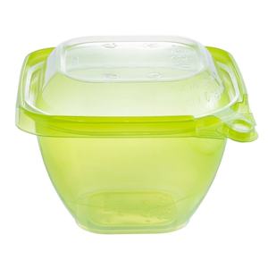 Moderno Reciclable 16 OZ Desechable de dos piezas PET Tazón cuadrado 12.7X12.7X7.9 Tamper Evident Ensalada Fideos Uso industrial Alimentos - Product Image 1