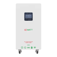 Batterie LiFePO4 murale 51,2 V 200 Ah avec BMS intelligent intégré et onduleur intégré pour système d'énergie solaire domestique et alimentation de secours