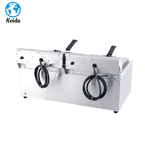 2024 CE Qualidade Padrão Mercado Leading Price Double Basket Drain Taps 2X3200W Aço Inoxidável Deep Fat Fryer Motor para Frio - Product Image 6