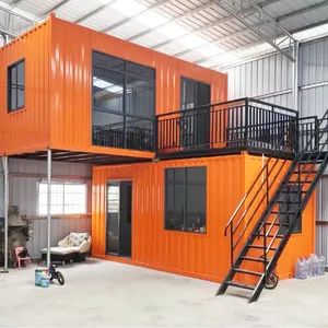 Apt Prefab Container House Space Capsule Office Container Apt House 2story With Garage In Red
