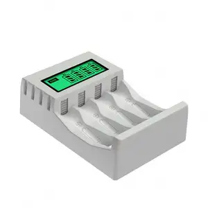 通用液晶显示器智能充电电池充电器，带4个插槽，适用于AA/AAA NiCd NiMh