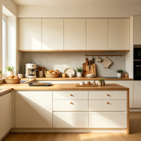 HNSJ Meuble de cuisine moderne et minimaliste en panneaux de contreplaqué, îlot cascade avec plan de travail, écologique, multifonctionnel, de luxe, facile à assembler