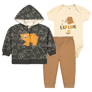 Nouveau-né hiver bébé vêtements ensemble 3 pièces pour garçon fille 100% coton fermeture à glissière printemps pendant 18 <span class=keywords><strong>mois</strong></span> - Product Image 5