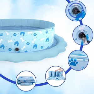 สระว่ายน้ำเป่าลม PVC สำหรับสัตว์เลี้ยง พร้อมแผ่นสปริงเกอร์น้ำกระเซ็น ขนาด 190*30 ซม. สีฟ้า สำหรับสัตว์เลี้ยง สนุกสนานในน้ำในสวนหลังบ้านช่วงฤดูร้อน - Product Image 3