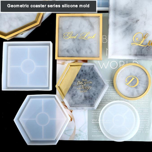 YS DIY Untersetzer-Formen aus Silikon, Inklusive Quadrat-, Sechseck-, Kreis- und Achteck-Formen, für Harz, Beton, Zement, Heimdekoration - Product Image 3