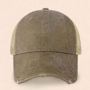 Custom Vintage Distressed Trucker Caps Washed Cotton Dad Hats with Woven <b>Patch</b> Retro Mesh <b>Back</b> Performance Hip Hop Men Women - Product Image 5