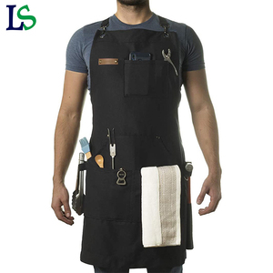 <span class=keywords><strong>Professionnel</strong></span> Ménage Salon <span class=keywords><strong>Travail</strong></span> Uniforme Sans Manches Coton Toile Bar Noir Poches <span class=keywords><strong>Tablier</strong></span> Avec Logo Personnalisé - Product Image 1