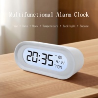 Multifunktionaler Digitaler LCD-Wecker mit Temperaturanzeige Hintergrundbeleuchtung Ein-Klick-Schlummerfunktion Stilvolles Ovales Design für Schreibtisch Schlafzimmer