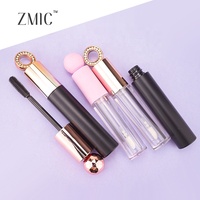 Tube d'emballage pour gloss à lèvres à motif couronne, marque privée, pour princesse, rouge à lèvres cosmétique doré, plastique, estampage à chaud, vis