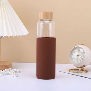 Bouteille en verre borosilicate personnalisée avec logo, 500 ml, avec manchon en silicone, unisexe, pour les sports de plein air, la randonnée et la consommation d'eau - Product Image 5