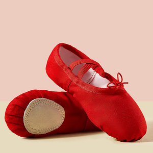 Chaussons de <span class=keywords><strong>danse</strong></span> classiques en toile confortables et très demandés avec semelle en cuir véritable, chaussures de ballerine à semelle souple pour filles - Product Image 3