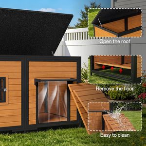 59" Extra <b>Large</b> Dog House Weatherproof Roof Outdoor Use Easy Install Clean Anti-Chewing Metal Fir Wood Frame for Dogs - Product Image 4