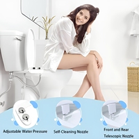 Nouvelle conception de bidet de toilette à double buse avec commande rotative à double bouton, soin post-partum doux, fixation non électrique, compatible avec les modèles standard