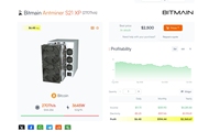 Machine de minage de Bitcoin Antminer S21XP 270T 3645W, refroidissement par air, SHA-256 BTC BCH S21 XP 270T Asic Miner