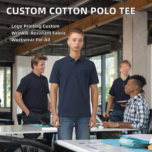 Camiseta Polo para Hombre, 100% Algodón, Manga Corta, Tejido Sólido, con Bolsillo, Ropa Casual de Trabajo, Logotipo Personalizado - Product Image 2