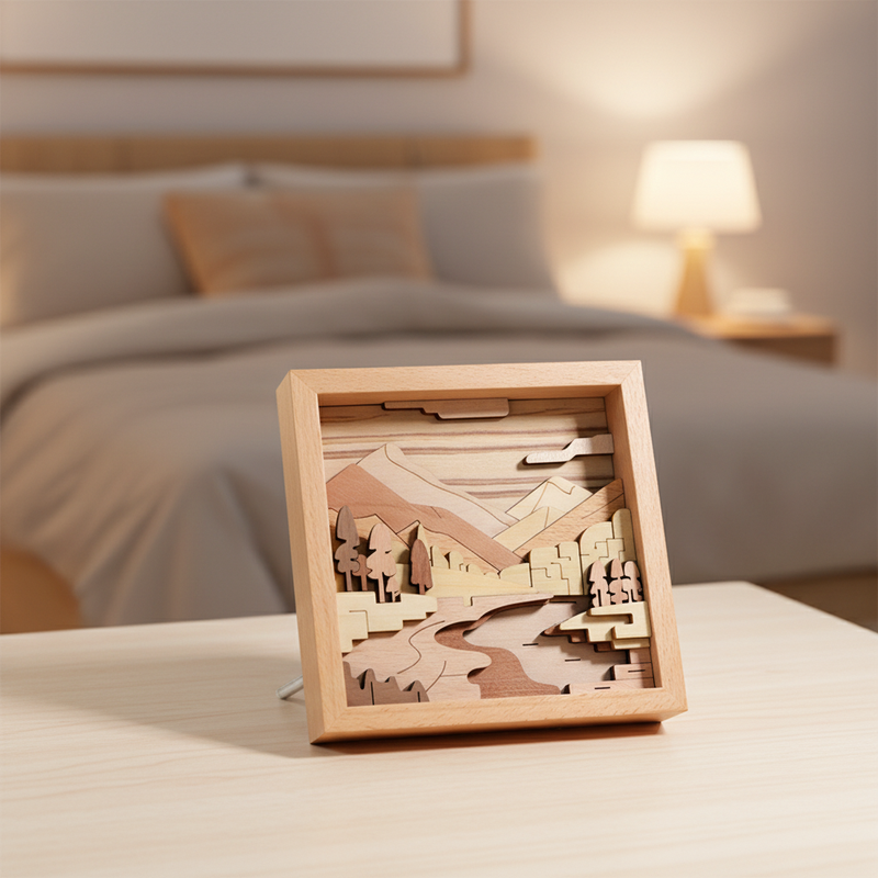 Natural Wood Laser Cut 3D Layered