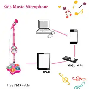 Microfone infantil com suporte para música, instrumento musical de karaokê, brinquedo educativo para treinamento cerebral, presente de aniversário para meninos e meninas