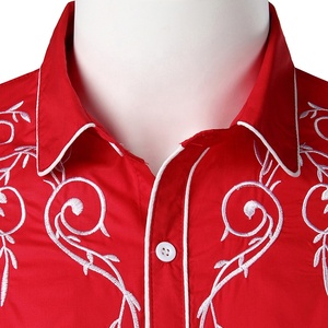 Camisas Vaqueras Occidentales para Hombre, Blusa con Bordado Floral, Estilo Americano Mexicano Tradicional, Ropa <span class=keywords><strong>Hippie</strong></span>, <span class=keywords><strong>Camisa</strong></span> Bordada - Product Image 4