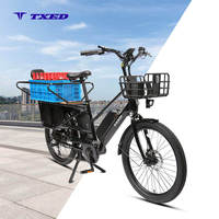 Bicicleta Eléctrica de Carga TXED Multifuncional con Doble Batería, Motor de 500W, Freno de Disco Mecánico, para Negocios, Entregas y Uso Familiar