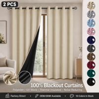 Rideau occultant 100% polyester à œillets, décoration unie, occultation totale, moderne, anti-poussière, installation sur tringle