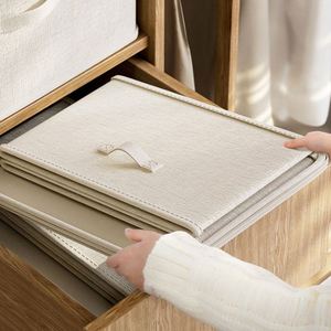 45*35*30 cm Cotton Linen <b>Storage</b> Box with Lock for <b>Clothes</b> and Toys - Product Image 6