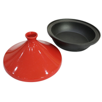Tajines marocains en fonte émaillée rouge avec couvercle conique, antiadhésifs et durables pour cuisinières à gaz/à induction
