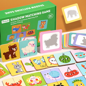 MU nueva Tarjeta interactiva con temática de animales rompecabezas sombra a juego cubos mágicos juguete de pensamiento educativo para niños niñas - Product Image 3