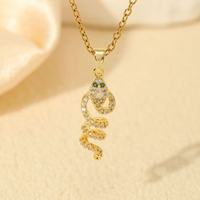 Collier pendentif serpent en zircon, chaîne en acier inoxydable, bijoux plaqués or, bijoux tendance pour femmes