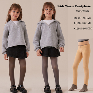 Collants thermiques transparents pour filles de 90 à 160cm, collants doublés en polaire pour l'hiver, faux translucide opaque pour enfants - Product Image 1
