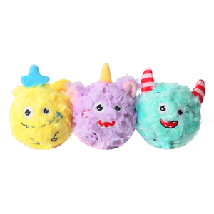 Set di 3 Giocattoli per Cani Monster Ball 2-in-1, Animali di Peluche e Giocattoli Morbidi per la Pulizia dei Denti, Colori Viola/Verde/Giallo - Product Image 1