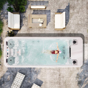 Piscina sobre suelo con sistema de natación contracorriente sin fin, spa grande para exteriores, sistema de entrenamiento, <span class=keywords><strong>construcción</strong></span> con estructura de acrílico. - Product Image 1
