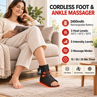 Bottes de massage chauffantes sans fil pour les pieds avec 3 valves à air, nœuds de massage pour les chevilles et batterie rechargeable de 2400 mAh