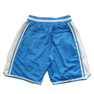 Pantalones Cortos de Baloncesto Azules Personalizados para Hombre con Franja Lateral Blanca, Logotipo Bordado, Cintura con Cordón Ajustable y Malla Transpirable - Product Image 2