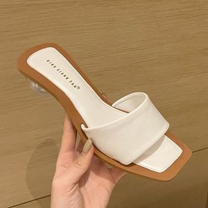 Sandales à talon transparent pour femme, argentées, nouvelle mode été 2025, sexy, à talon bas, style mule - Product Image 1
