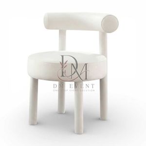 Chaise de salle à manger tubulaire courbée en acier inoxydable avec coussin blanc pour projets hôteliers et de mariage – Vente en gros de sièges - Product Image 3