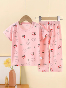 Ensemble de <span class=keywords><strong>pyjama</strong></span> d'été pour enfants, dessin animé mignon en coton à manches courtes, t-shirt d'été pour bébé garçon, vêtements de maison, <span class=keywords><strong>pyjama</strong></span> pour filles, vente en gros - Product Image 5