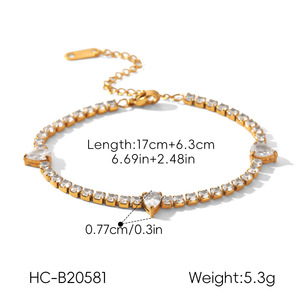 18K Gold Plated Stainless Steel Zircon <b>Bracelet</b> Anti-fade Shiny Wrist Jewelry For Women - Product Image 6