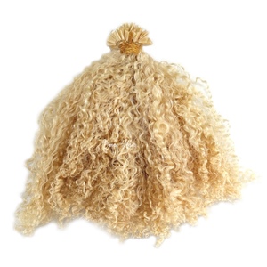 Pelosa uomo invisibile K punta Afro riccia bionda chiara 60 platino bionda piena cuticola allineata capelli morbidi 100g di punte di cheratina extension - Product Image 4