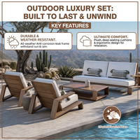 Ensemble de jardin extérieur quatre pièces en bois massif durable, confortable, avec canapé d'extérieur imperméable en teck