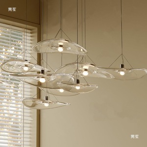Tối giản nghệ thuật thủy tinh mặt dây chuyền trắng ấm với lá sen hình dạng cho nhà hàng Bar Loft Duplex Chic Đèn chùm & đèn Mặt dây chuyền - Product Image 3