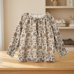 เสื้อผ้าฝ้ายออร์แกนิค Lena Lace สวยงาม ระบายอากาศได้ดี นุ่มพิเศษ ดีไซน์ระบายที่คอและข้อมือ สำหรับเด็กผู้หญิง ราคาสมเหตุสมผล แขนยาว - Product Image 2