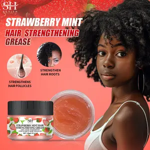 Label privé pour les femmes noires, huile de fraise, menthe et batana biologique naturelle, améliore la santé du cuir chevelu, crème pour la croissance des cheveux